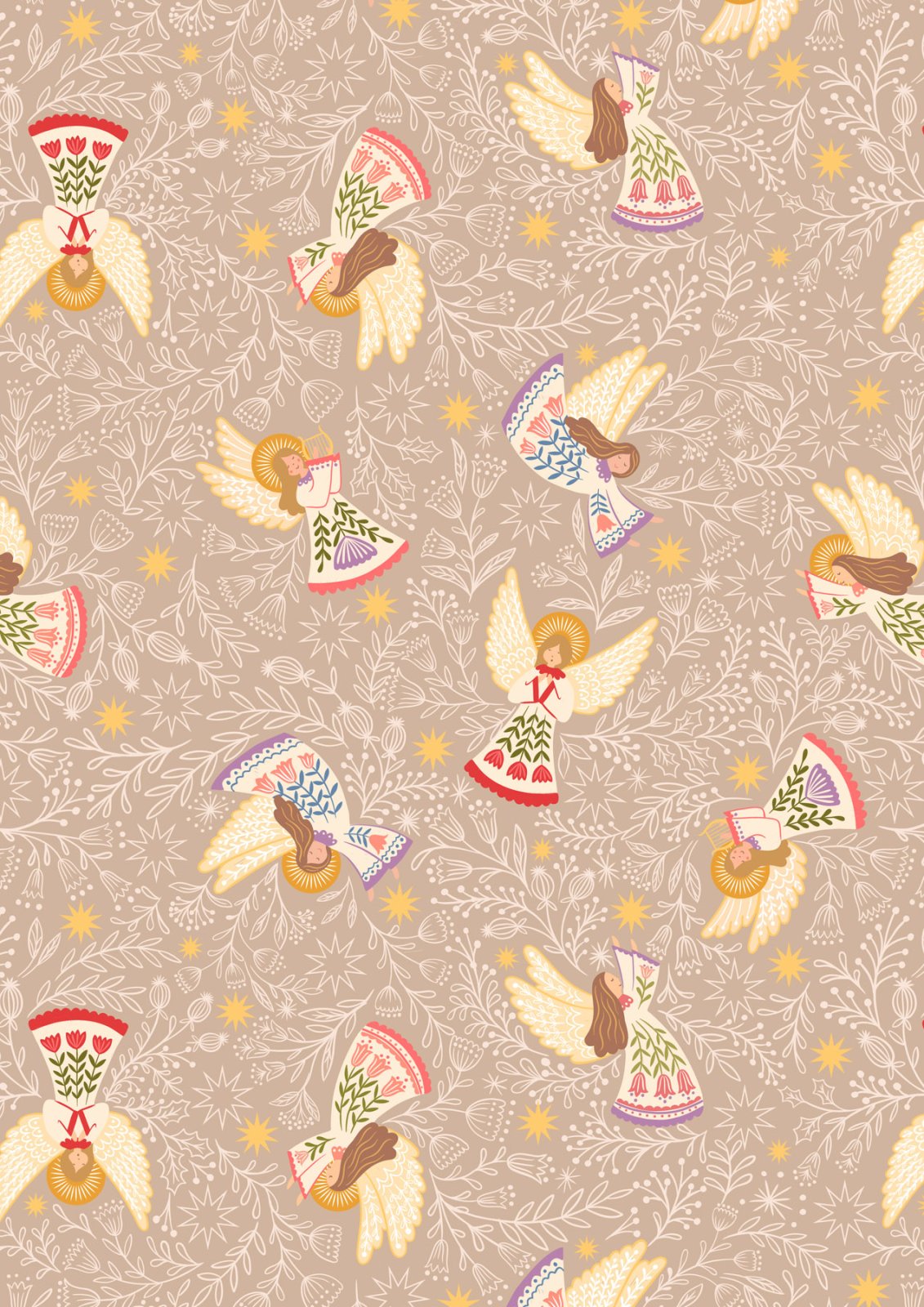 Peace and Joy Host of Angels on Taupe