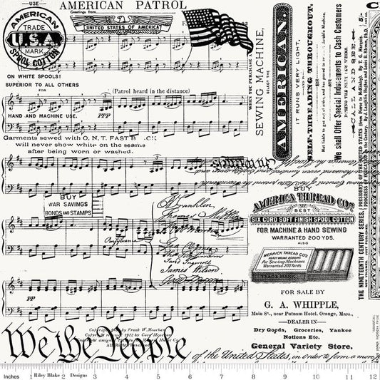 Sew America || Patriotic Text || Off White