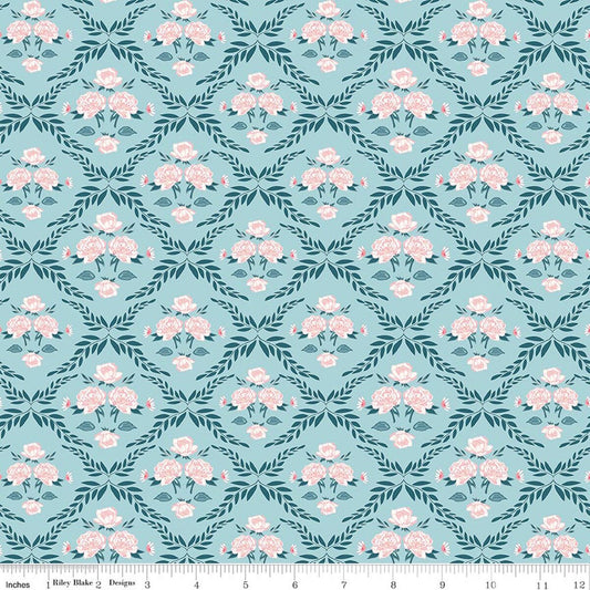 Correspondence || Trellis Damask Aqua