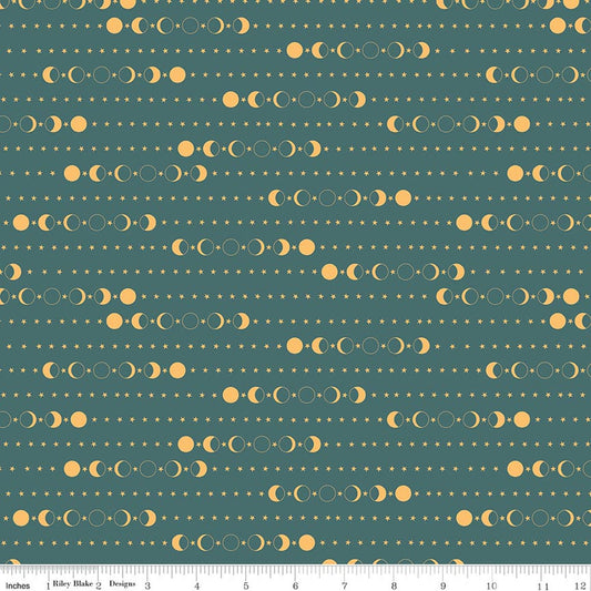 Secret Garden Moon Phase Teal Fabric by Riley Blake Designs
