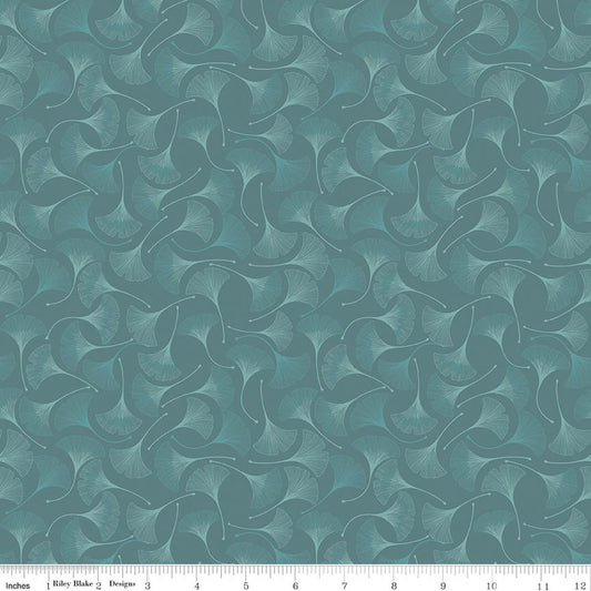 Secret Garden Ginkgos Teal Fabric by Riley Blake Designs