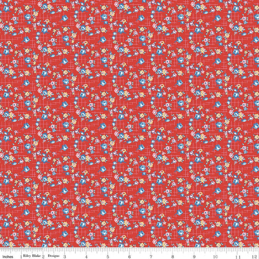 Dear Sweethearts Apron Grid Red Fabric by Riley Blake Designs