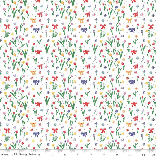Dear Sweethearts Flowers and Bows Multi Fabric by Riley Blake Designs