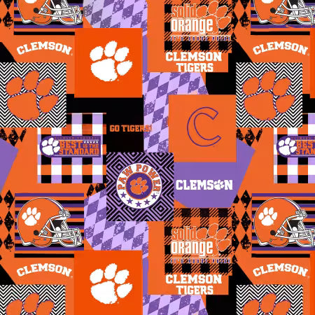 Clemson Collegiate Minky Geometric