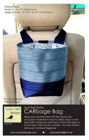 CARbage Seat Belt Vehicle Litter Bag In Navy & Steel Blue