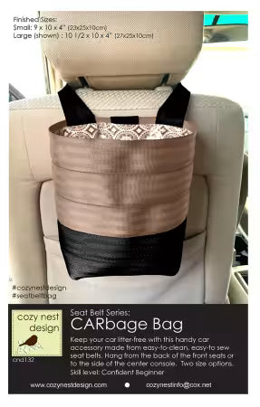CARbage Seat Belt Vehicle Litter Bag in Saddle and Black