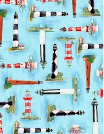 2024 All Carolina Shop Hop Blue Lighthouse Allover