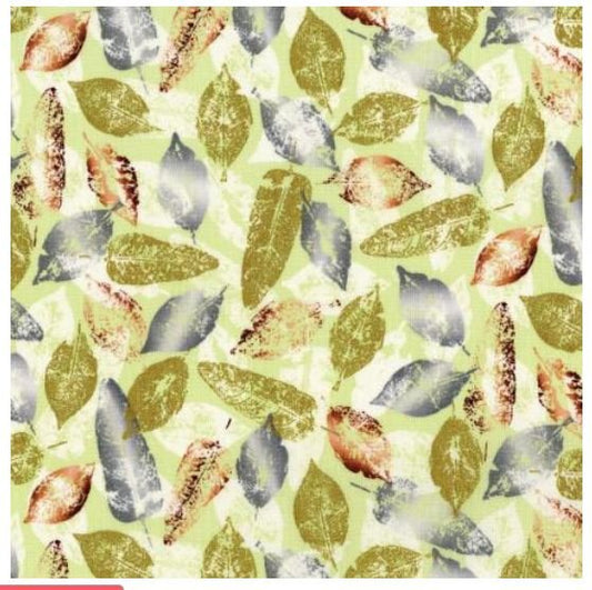Shiny Objects - Gilded Leaf - Peridot Metallic Fabric 3021-002