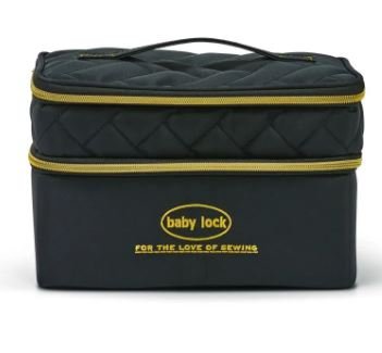 Baby Lock Double Organizer-Quilted Black With Gold Logo & Components