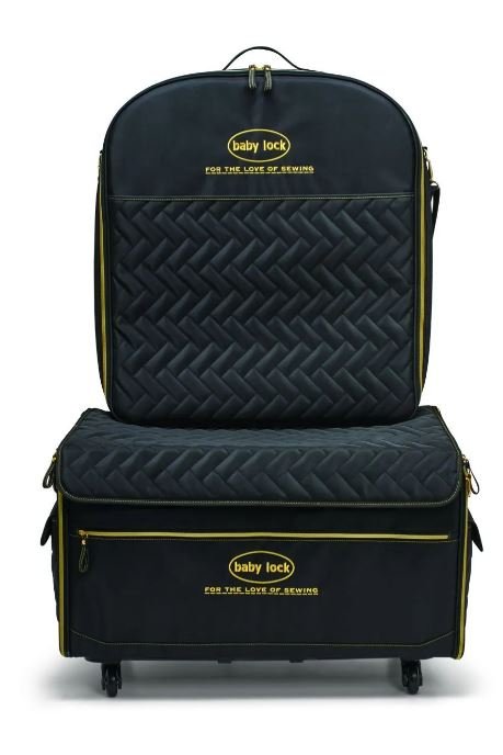 Baby Lock XL Trolley With Embroidery Arm Case- Quilted Black With Gold Logo & Components
