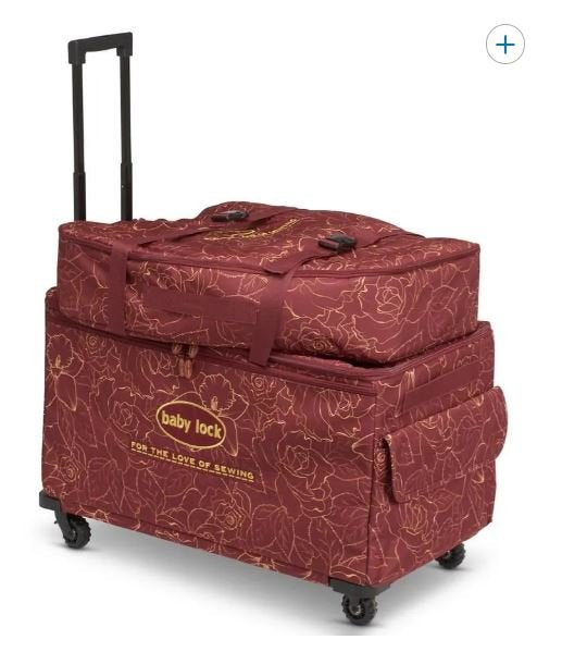Baby Lock Extra Large Machine Trolley Set Limited Edition Maroon Trolley With Gold Rose Pattern