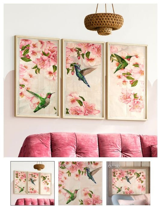 Spring Hummingbirds Tiling Scene by Dona Gelsinger