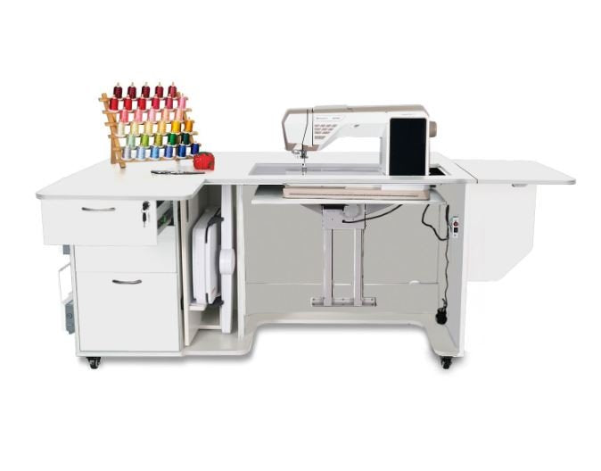 Kangaroo - Sydney Lite Dual Rail Electric Sewing Cabinet - Finish:Teak