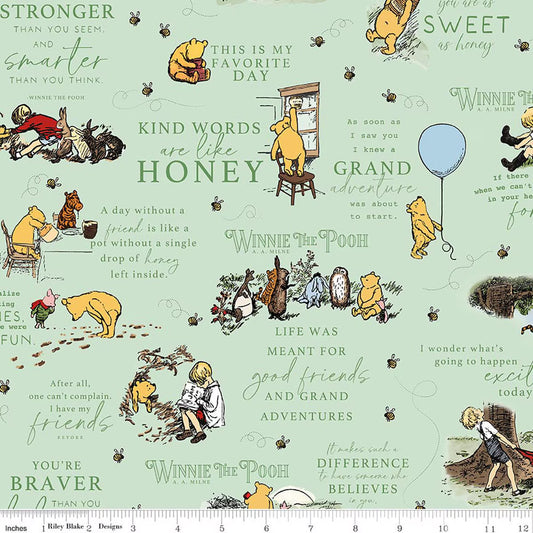 Designer Flannel || Winnie the Pooh Quotes Green