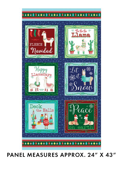 Happy Llamadays 24" x 44" Blue Panel
