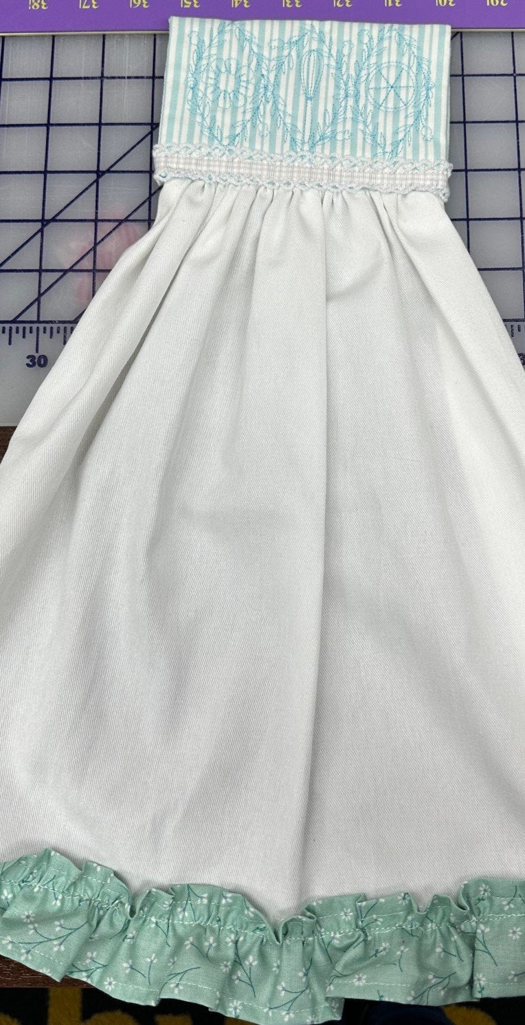 Turquoise and White Ruffle Towel Sample