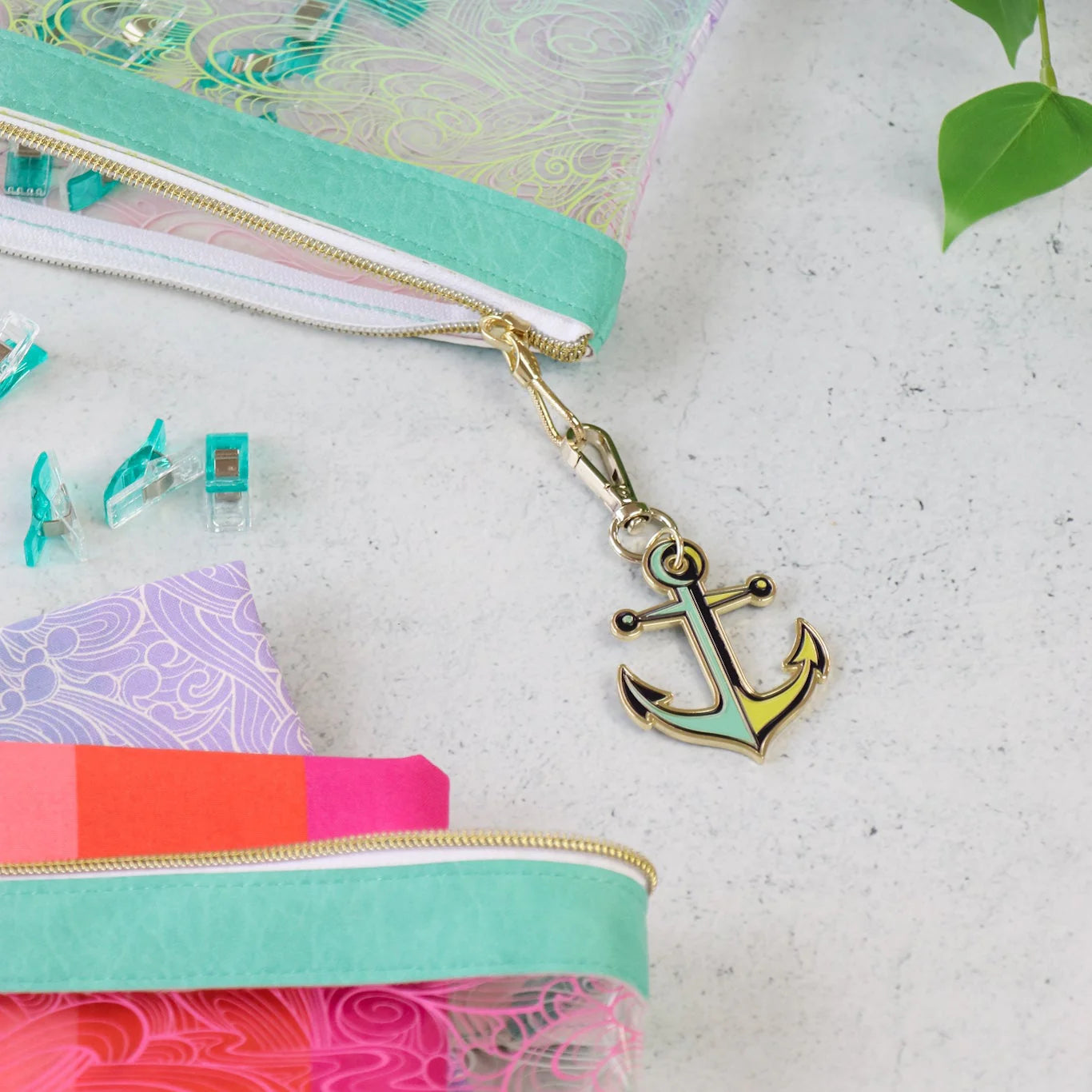 Tula Pink Floral Reef Collection: Anchors Aweigh Marine Bag Charm