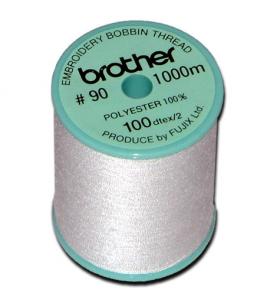 Brother EBTPE 1 Spool 1100Yd 90wt Poly Bobbin White Thread for Embroidery-Only Machines
