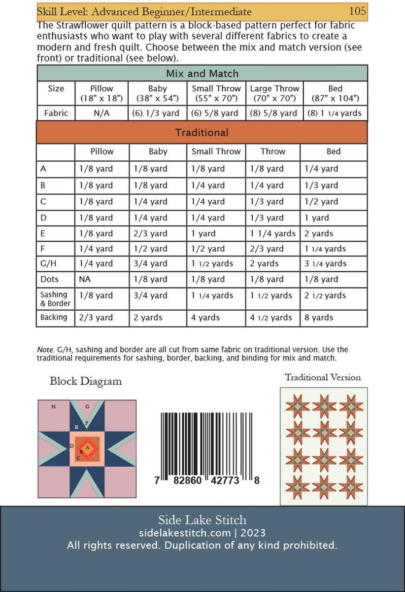 Strawflower Quilt By Side Lake Stitch