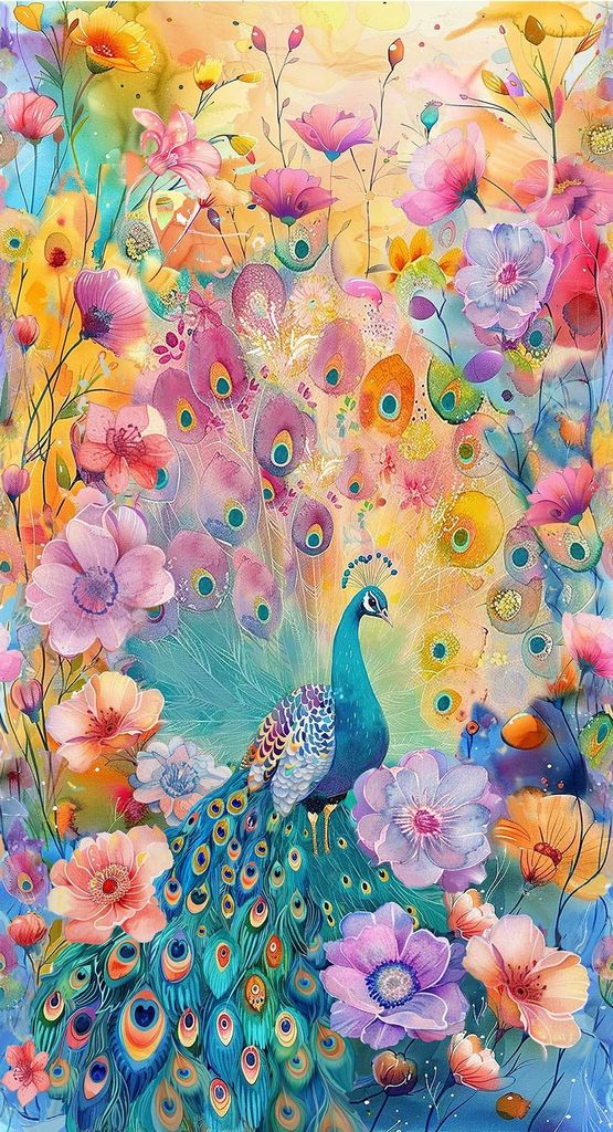 Wild Beauty || Peacock Floral || Panel