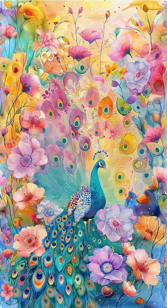 Wild Beauty || Peacock Floral || Panel