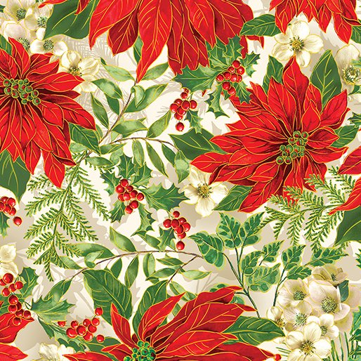 Christmas Musical Poinsettia Serenade Cream
