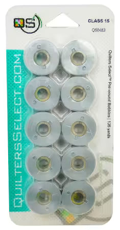 Prewound Class 15 Bobbins Light Gray