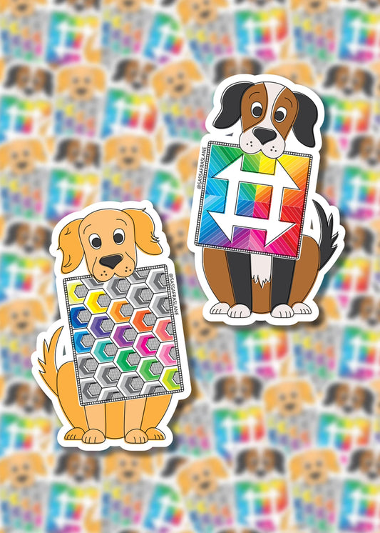 Mini Quilts with Dogs Stickers (1 Sticker)