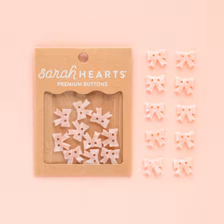 5/8in Pink Bow Buttons 10pk