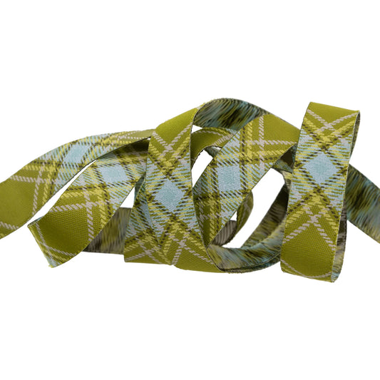Plaid Diagonal in Fern 5/8in (Sold by the Yard)