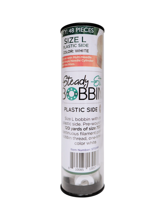 Steady Stitch || Plastic Sides || Style L || Polyester Prewound Bobbins (48/tube)