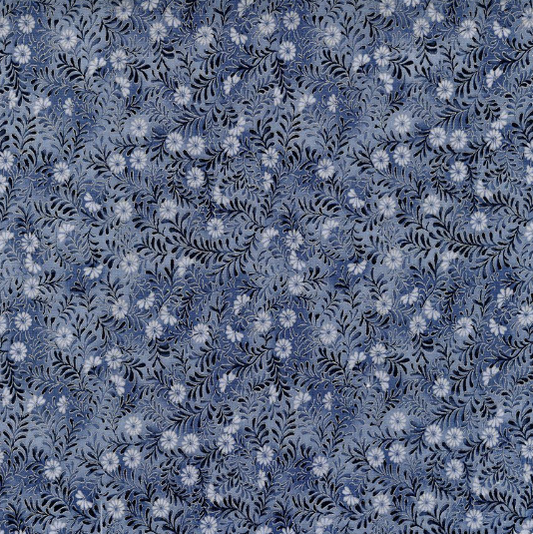 FLEUR-CM1010 - Icicle Tiny Metallic Florals Harbor Blue