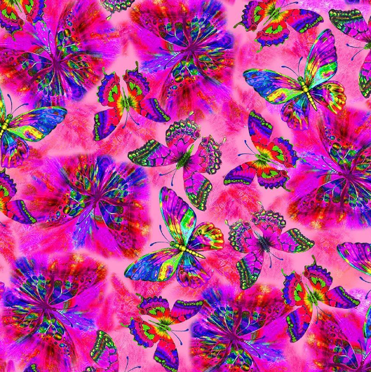 Nature's Glow Bright Flowers & Butterflies Pink