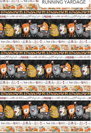 Whiskers & Wine Happy Cats Border Stripe