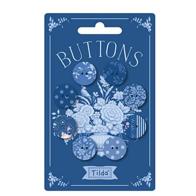 Something Blue Buttons 8pcs (20mm) Dark