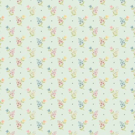 Wildwood Dwellings - Lt Teal Sprigs And Tulips