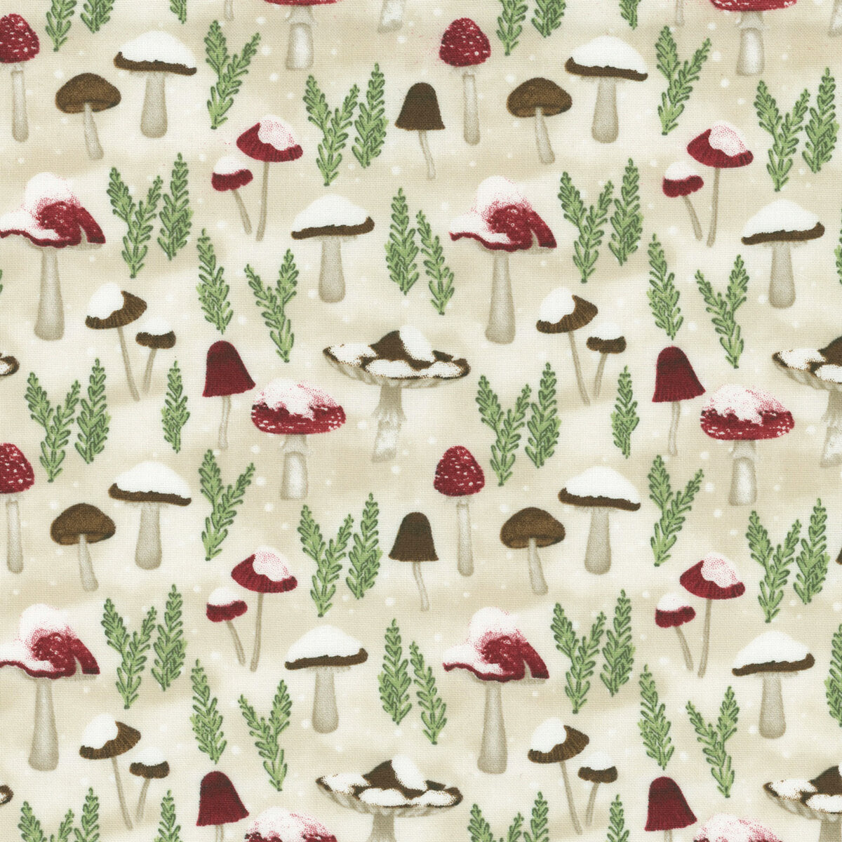 Woodland Snowmen Mushrooms All Over Cream