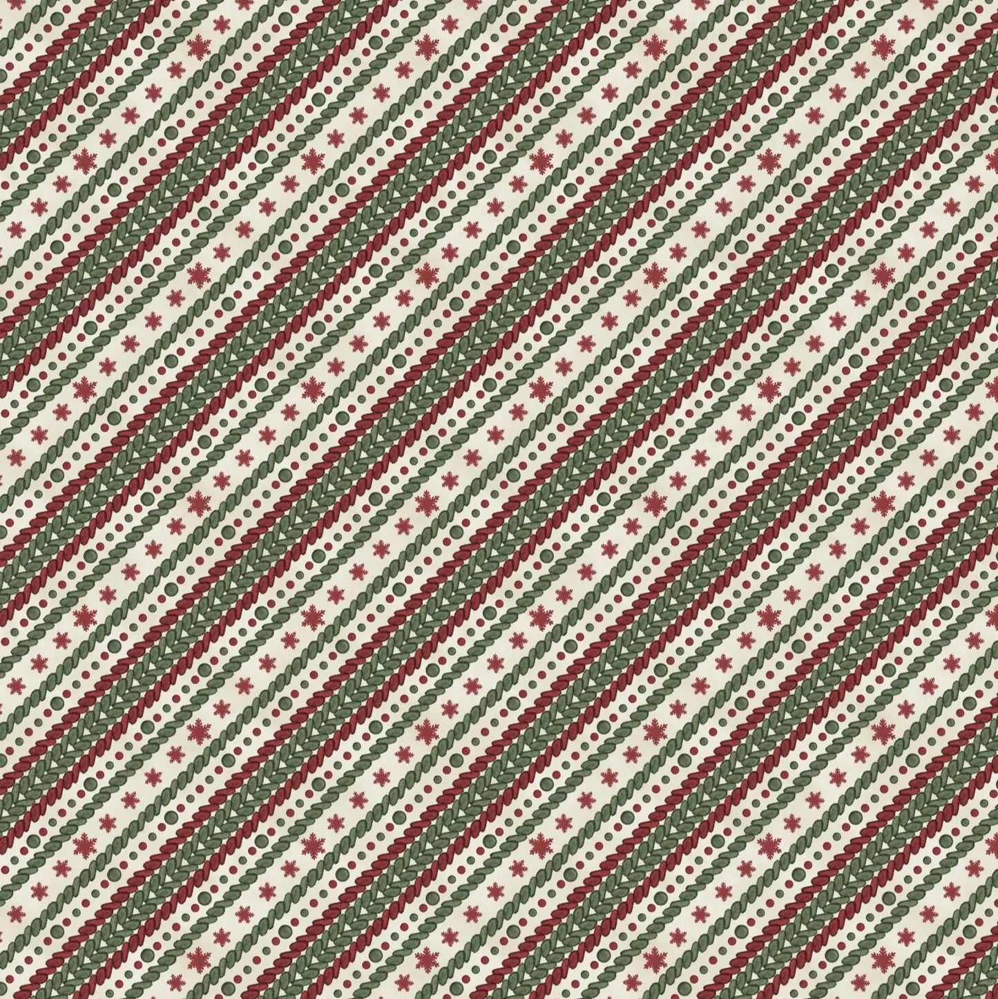 Woodland Snowmen Ticking Stripe Cream