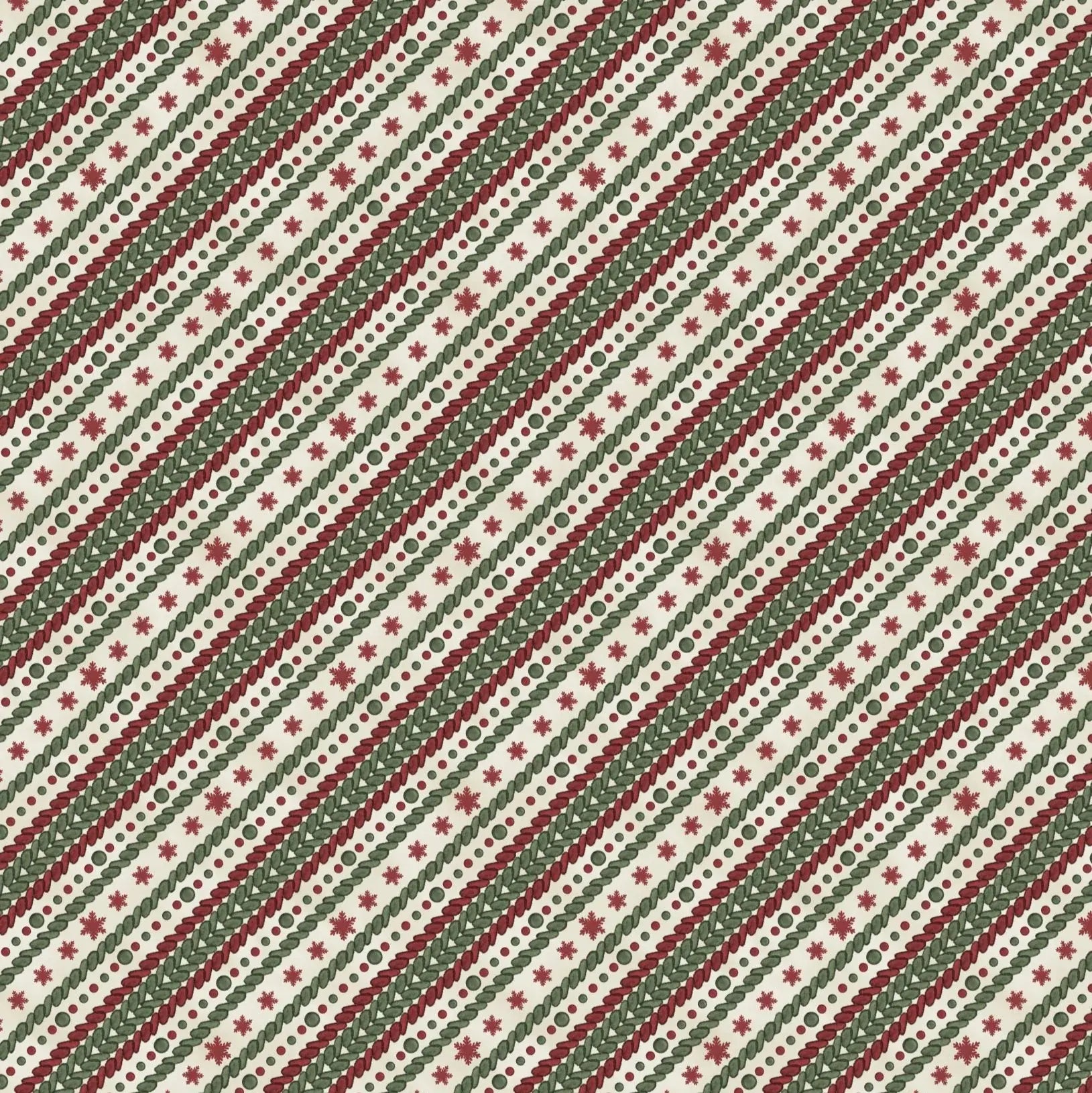 Woodland Snowmen Ticking Stripe Cream