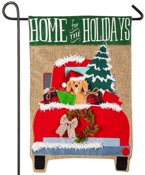 Home For The Holidays Burlap Flag