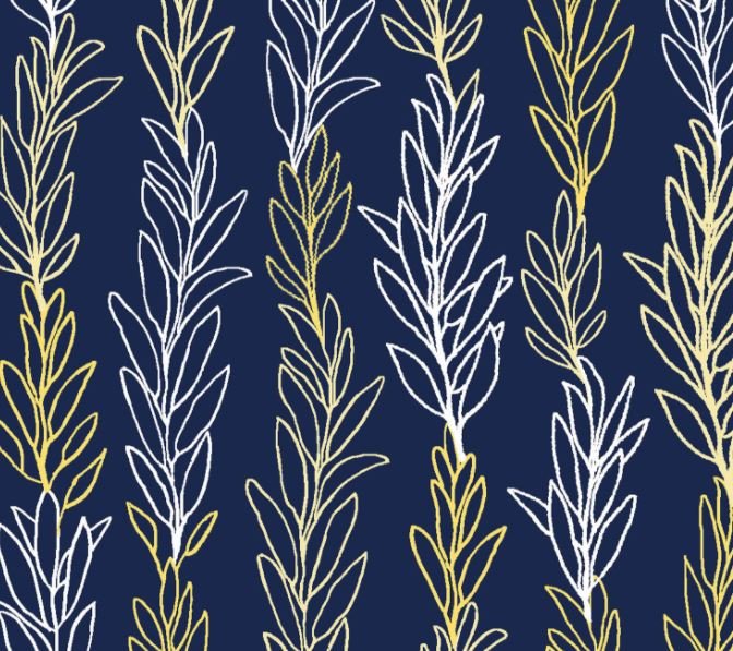 Midnight Garden Vine Stripe Blue/Yellow 60-29201