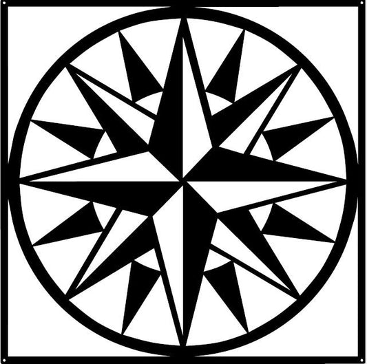 24 x 24 Mariner's Compass Metal Barn Quilt Sign