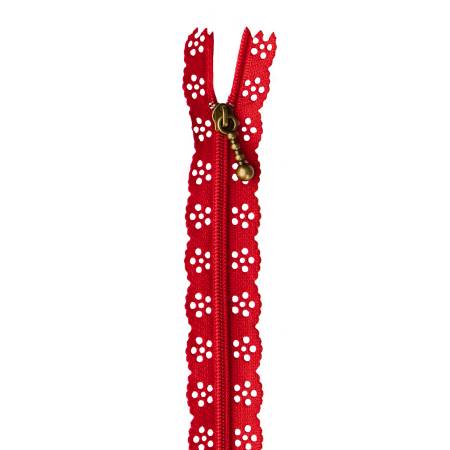 14" Zipper Kimberbellishments Lace Ruby