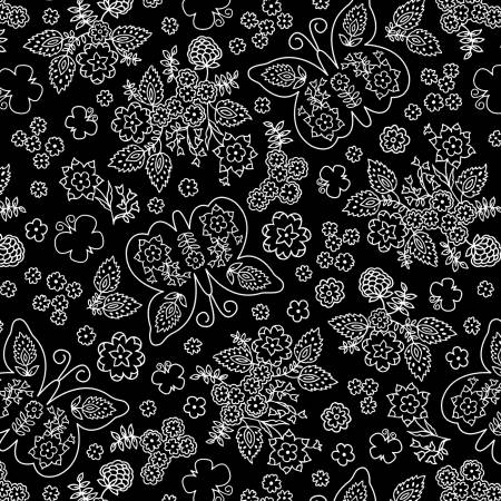 Shadow Blooms Black Butterflies & Floral