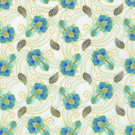 Jaikumari Floral Cream Quilting Cotton