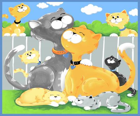 Kitty the Cat 36" x 42" Play Mat Sky Blue Panel