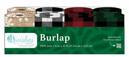 6"X15 Ft Holiday Burlap Multi-Colored