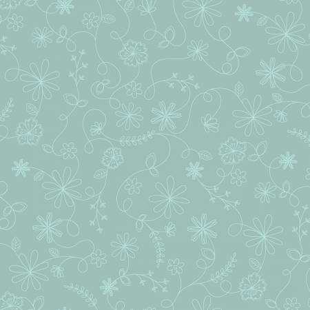 Vintage Flora Aqua Swirl Floral