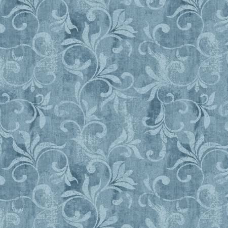 Autumn Vibes Blue Scroll Allover