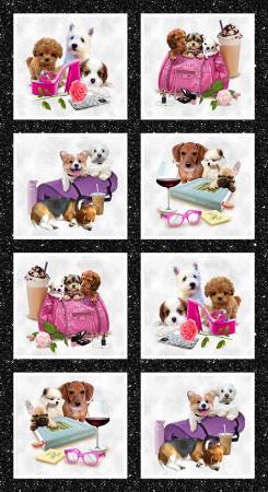 Diva Pups Black 9.5" x 10.25" Blocks 24" x 42" Panel